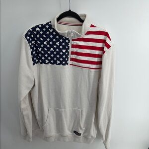 Disney Parks Patriotic red white blue 1/4 zip kangaroo pocket sweatshirt sz L